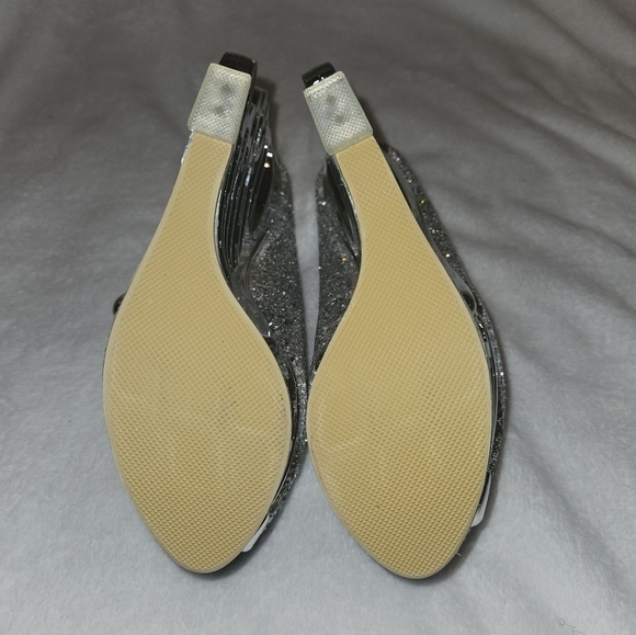 Silver Sparkle Wedge Heels - Picture 2 of 8